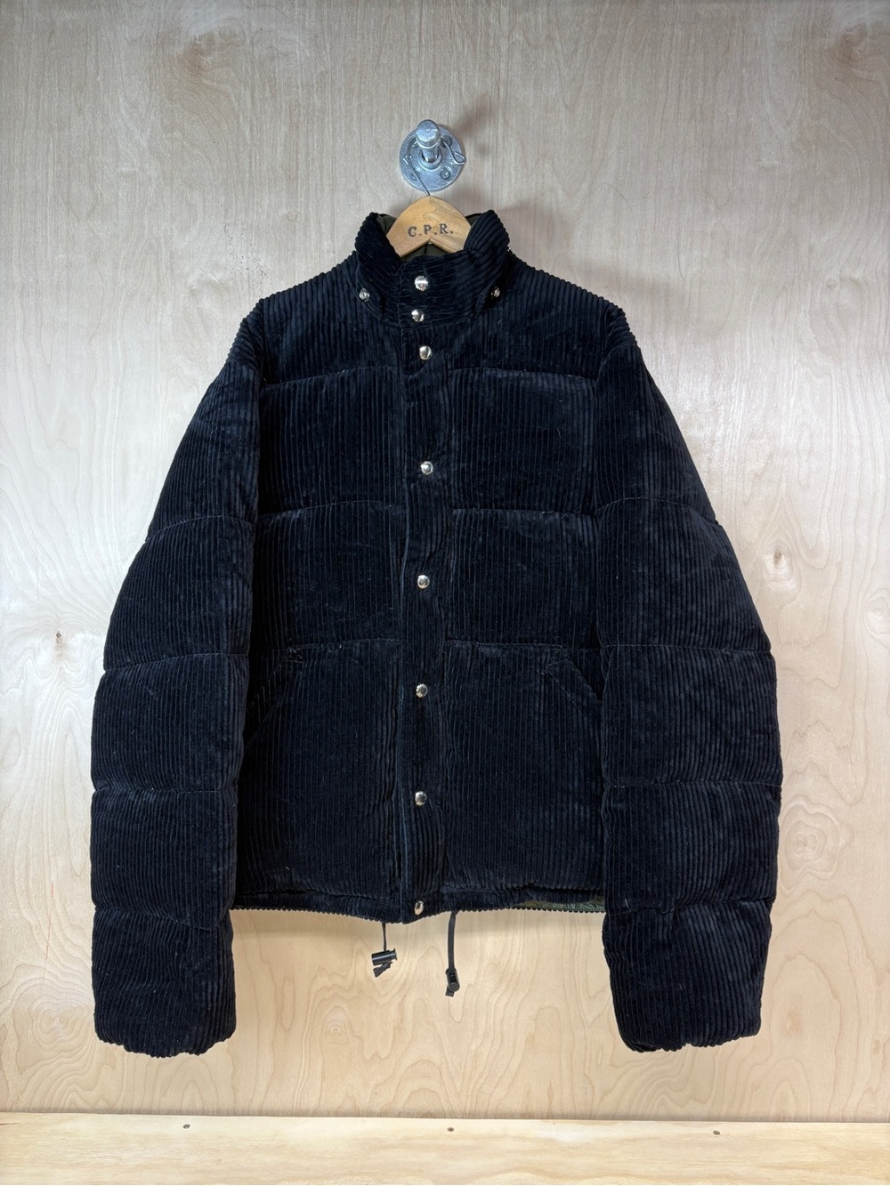 Todd Snyder X Crescent Down Works Black Corduroy Puffer Jacket